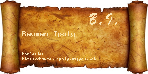 Bauman Ipoly névjegykártya
